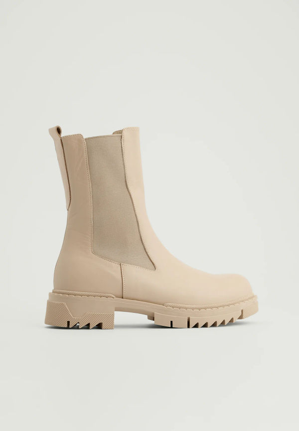 NA-KD Shoes Ankelboots i läder - Beige