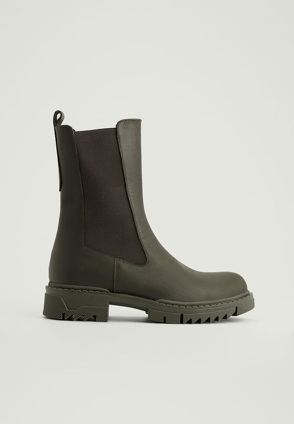 NA-KD Shoes Ankelboots i läder - Green