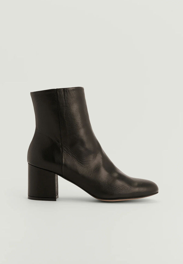 NA-KD Shoes Basic ankelboots i läder - Black