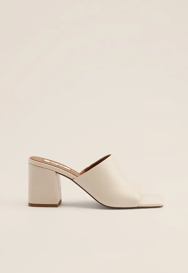NA-KD Shoes Basic Leather Mules - Beige
