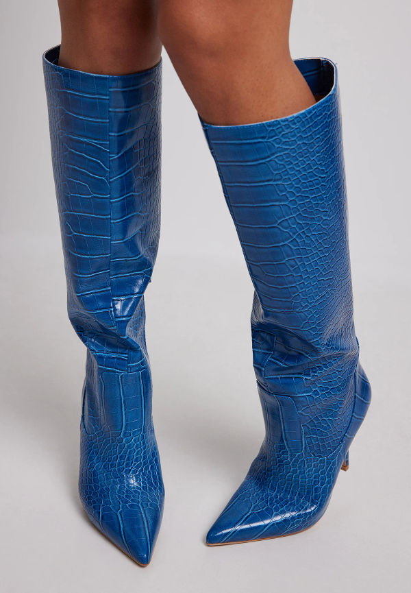 NA-KD Shoes Boots med stilettklack och löst skaft - Blue