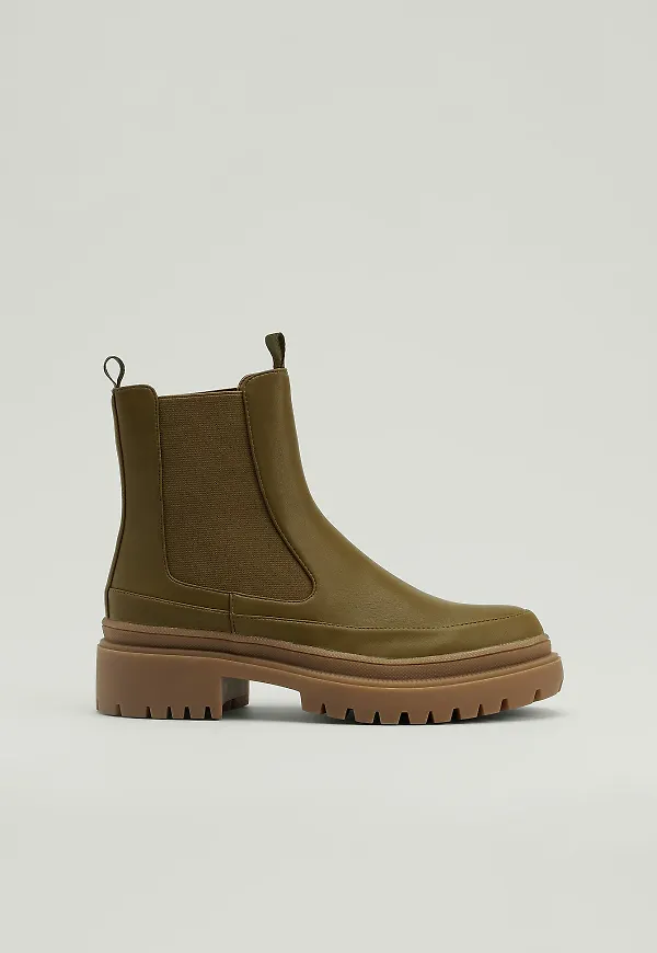 NA-KD Shoes Chelseaboots med kontrastsula - Green