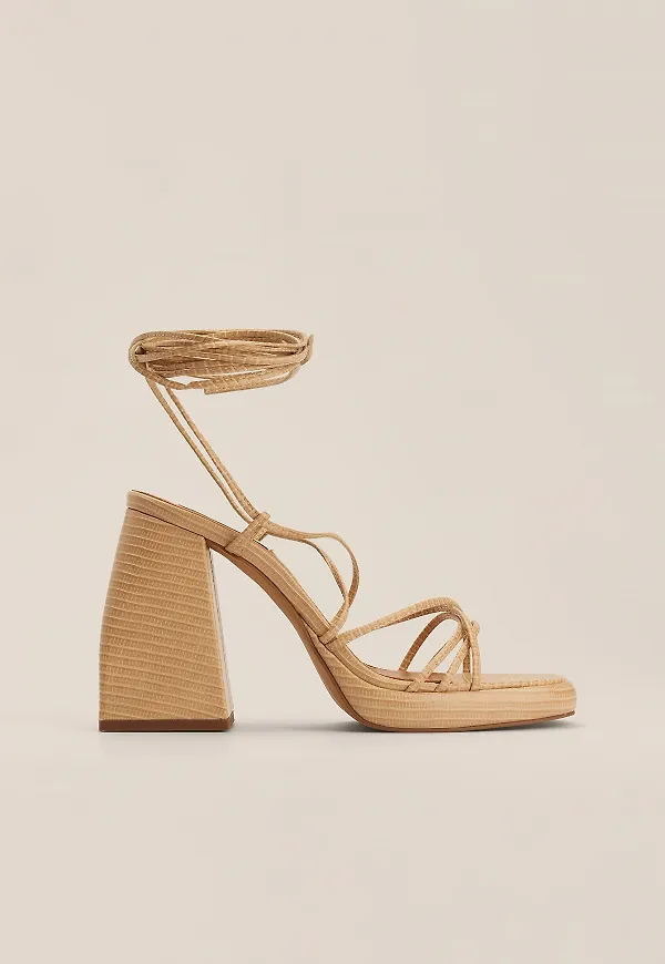 NA-KD Shoes Chubby retro klackskor med band - Beige