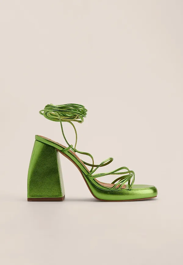 NA-KD Shoes Chubby retro klackskor med band - Green