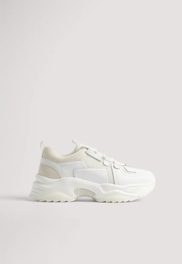 NA-KD Shoes Chunky gympaskor med taggig profil - White