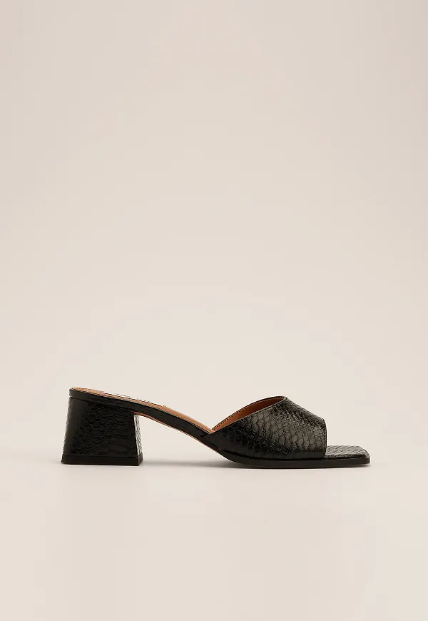 NA-KD Shoes Curved Strap Mules - Black