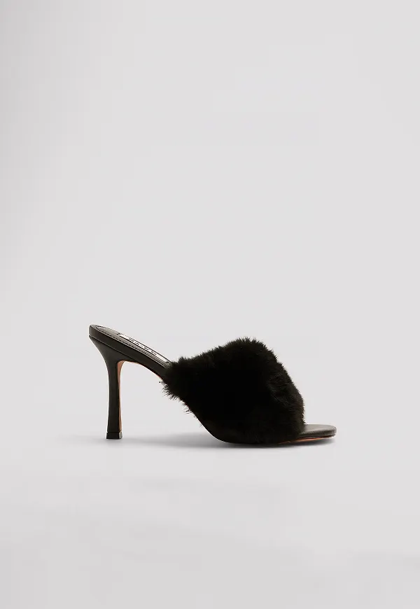 NA-KD Shoes Fluffiga mules - Black