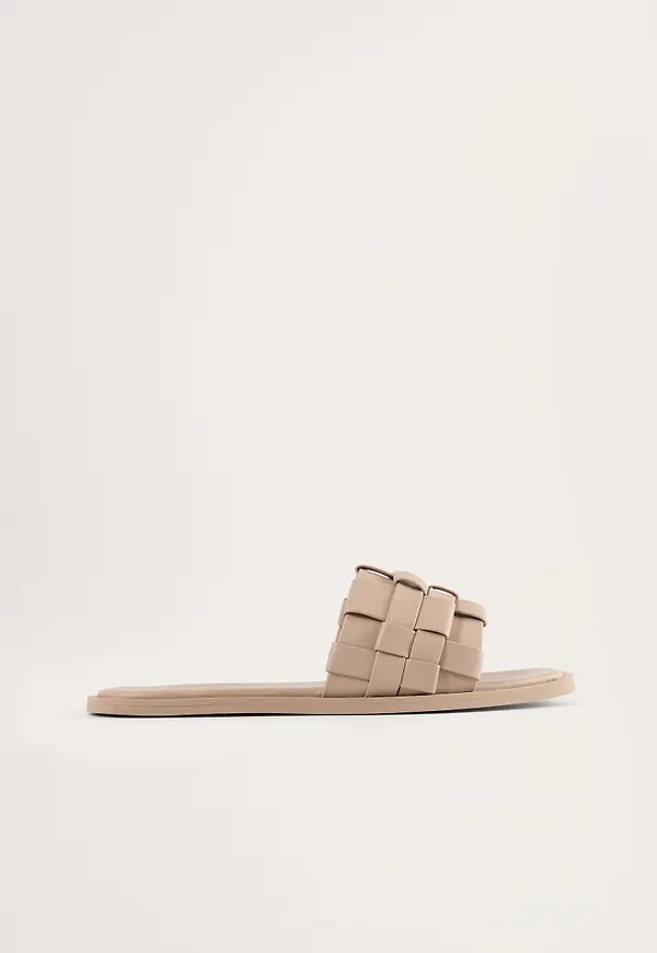 NA-KD Shoes Flätade lädersandaler - Beige