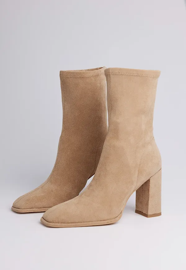 NA-KD Shoes Fyrkantig mjuk ankelboots - Beige