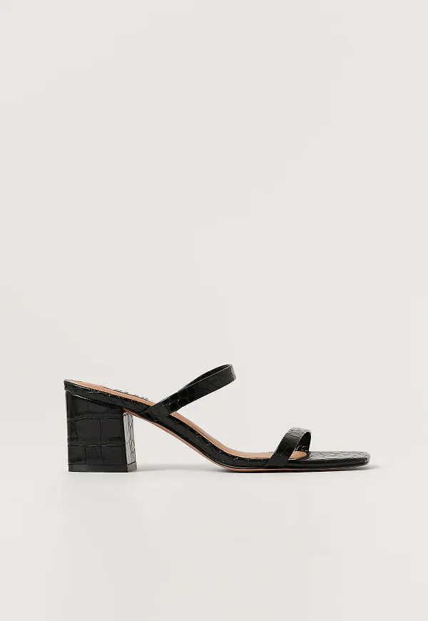 NA-KD Shoes Fyrkantig Remsandal - Black