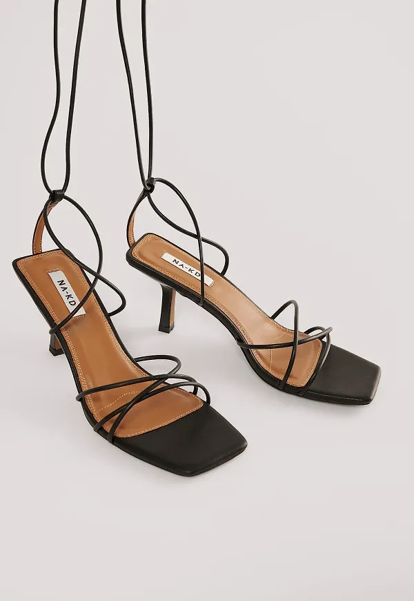 NA-KD Shoes Högklackade remsandaler - Black
