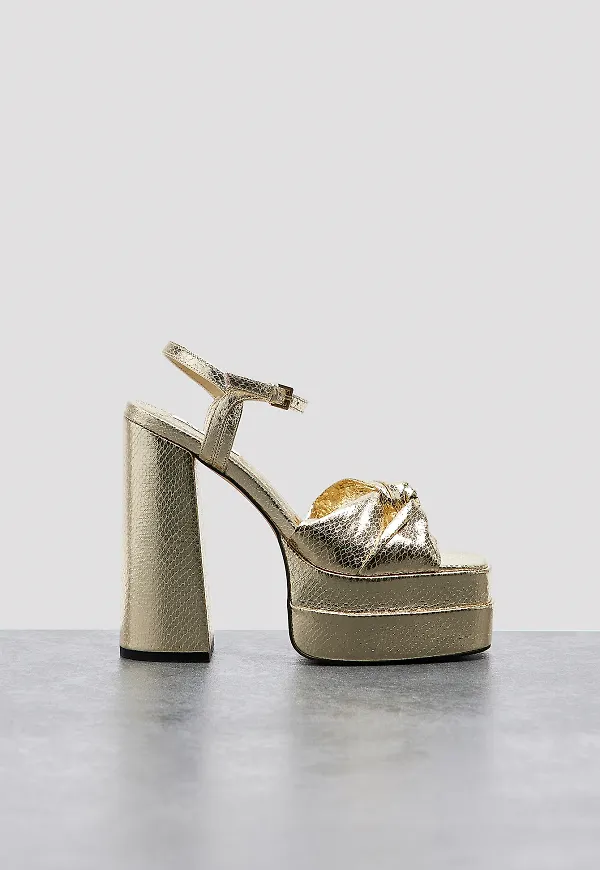 NA-KD Shoes Knotted Plateau Heels - Gold