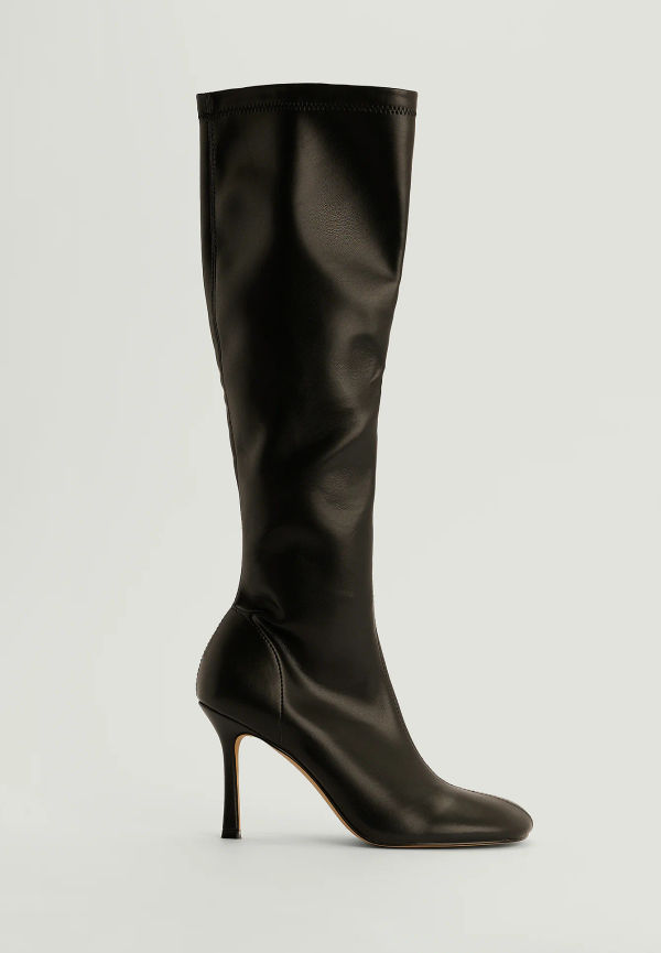 NA-KD Shoes Knähöga boots med rundad tå - Black
