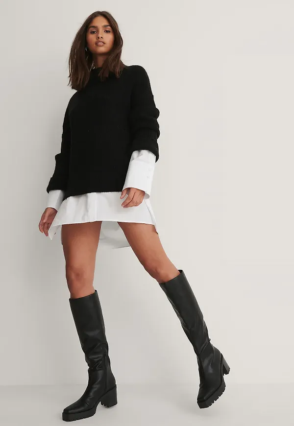 NA-KD Shoes Knähöga Stövlar - Black