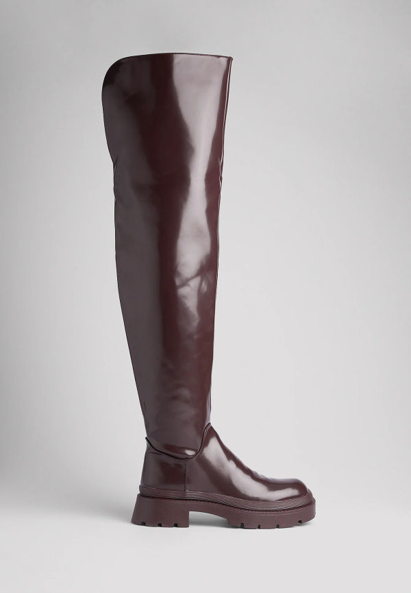 NA-KD Shoes Kraftiga lårhöga boots - Brown