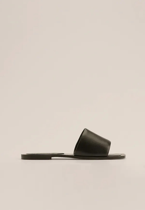NA-KD Shoes Läder lädersandaler - Black