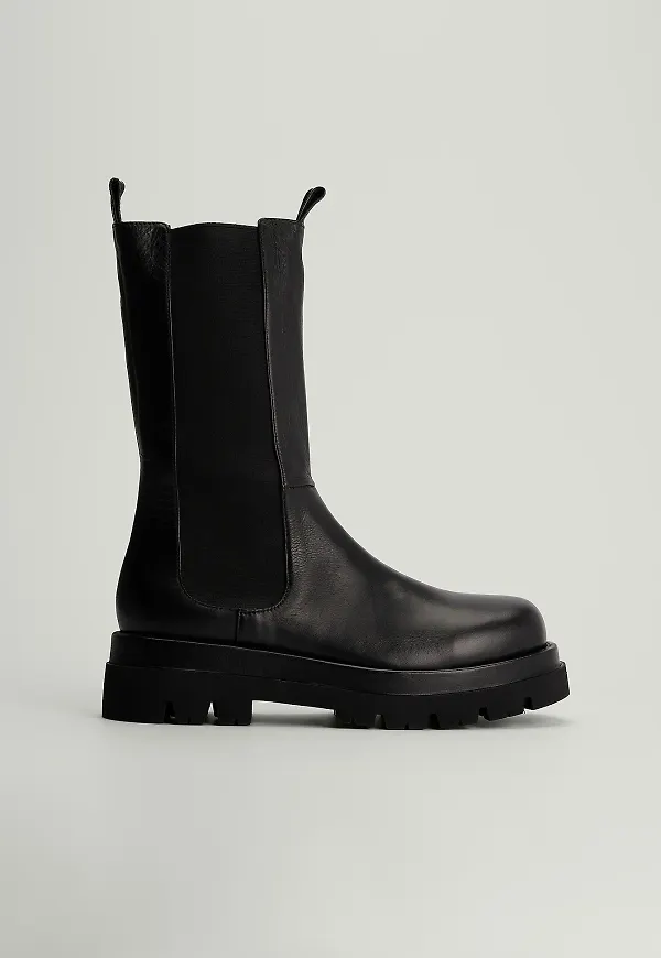 NA-KD Shoes Läderboots - Black