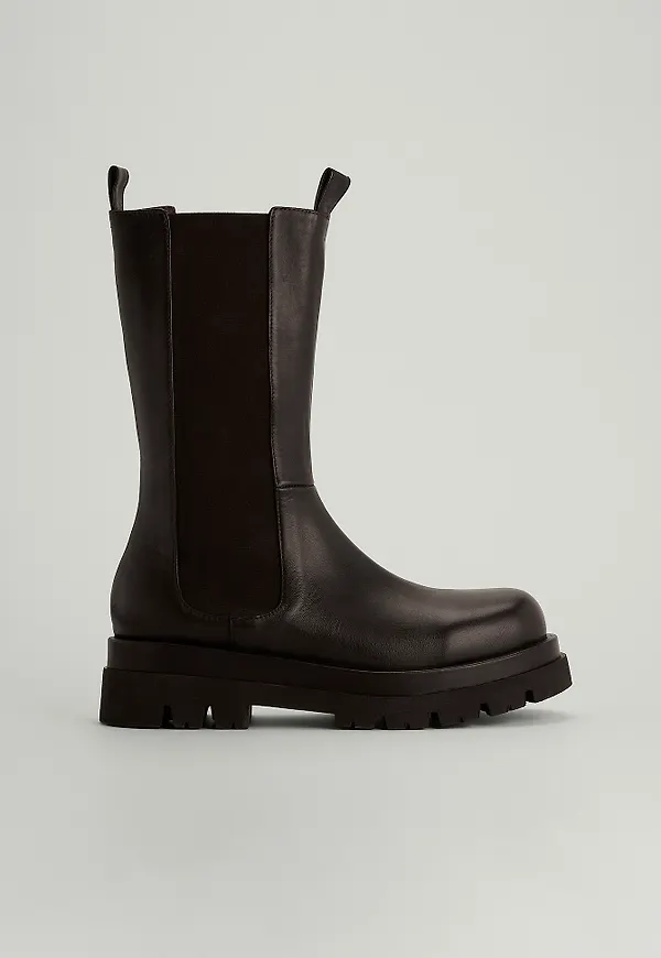 NA-KD Shoes Läderboots - Brown