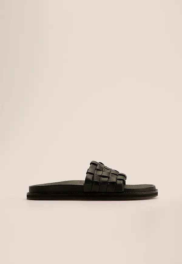 NA-KD Shoes Lädertofflor - Black