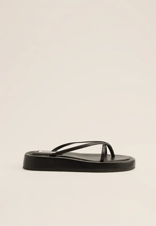 NA-KD Shoes Lädertofflor - Black