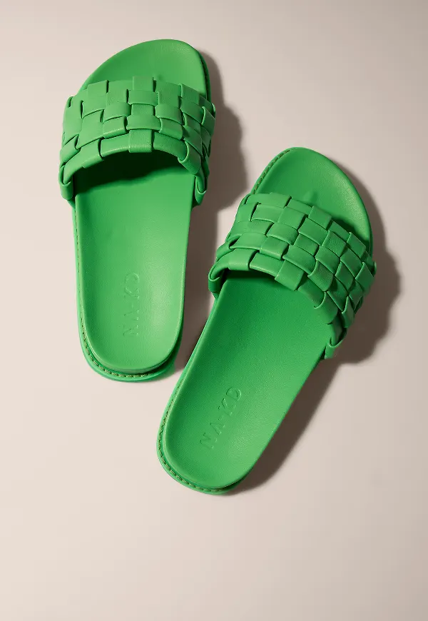 NA-KD Shoes Lädertofflor - Green