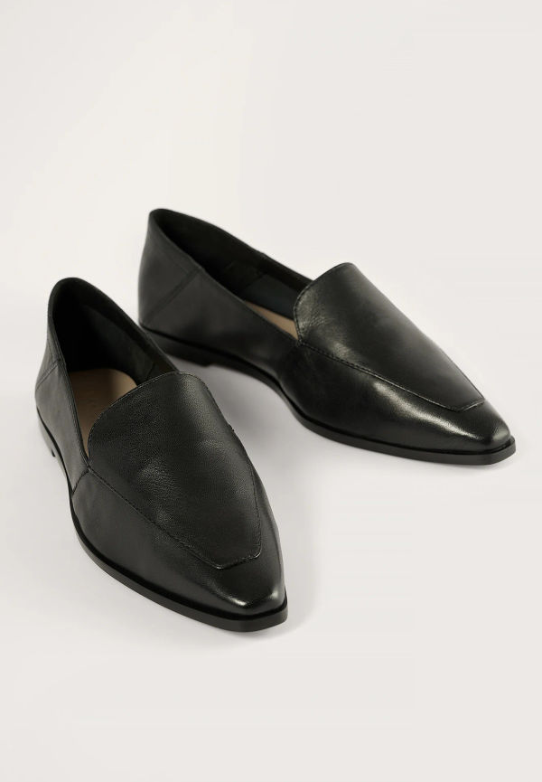 NA-KD Shoes Pointy Leather Loafers - Black