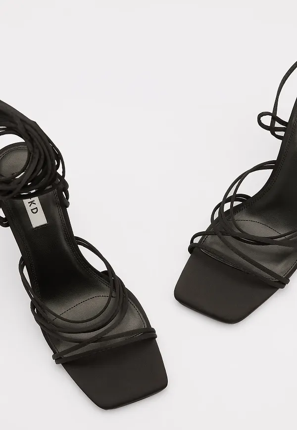 NA-KD Shoes Strappy Satin Heels - Black