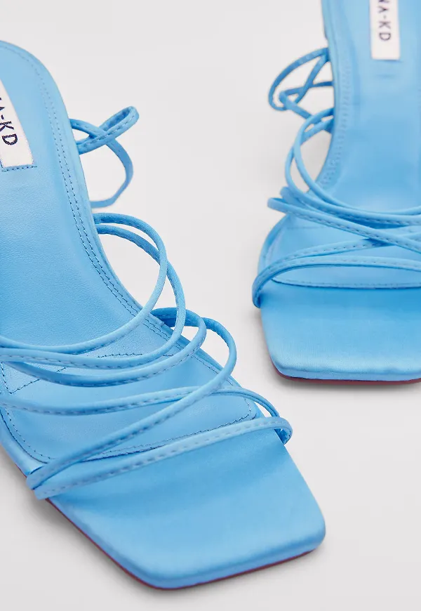 NA-KD Shoes Strappy Satin Heels - Blue