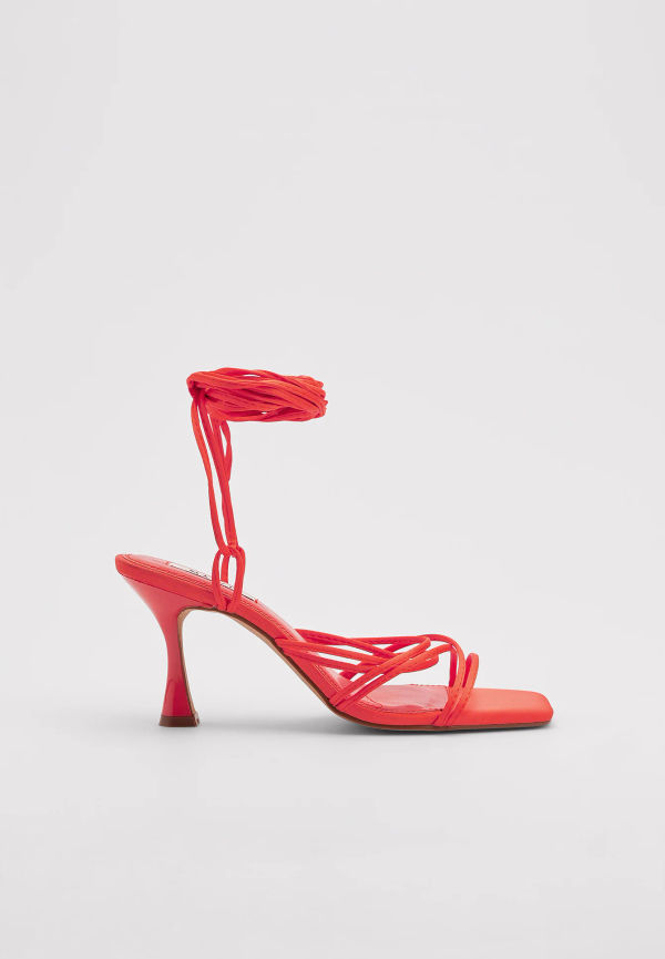 NA-KD Shoes Strappy Satin Heels - Red