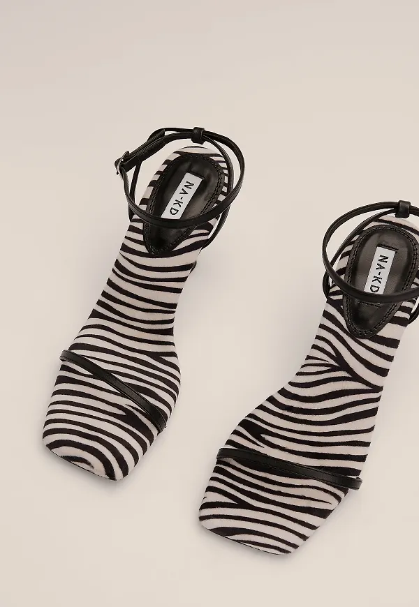 NA-KD Shoes Strappy Zebra Heels - Multicolor