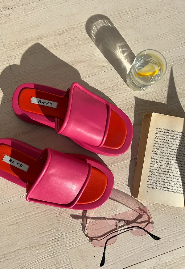 NA-KD Shoes Tofflor med kardborreband - Pink
