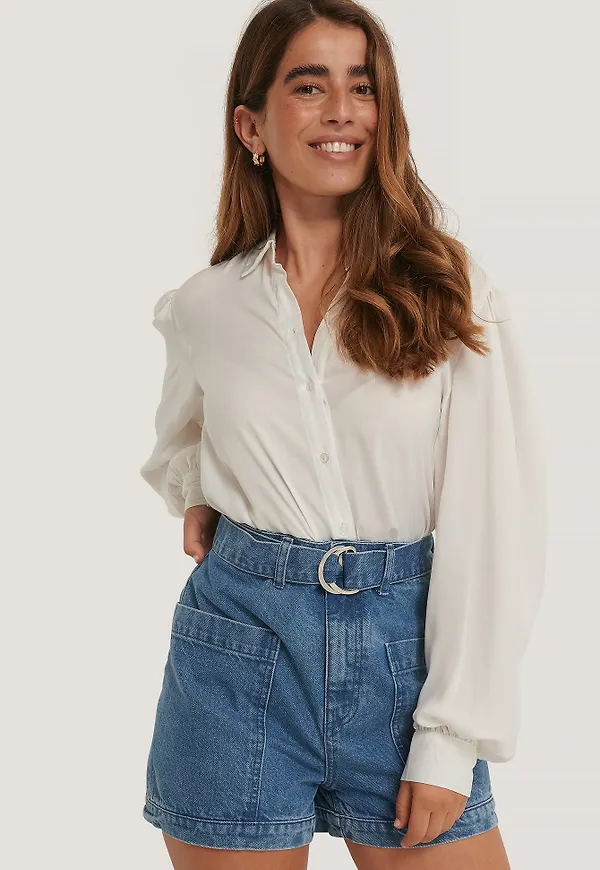 NA-KD Shorts Med Hög Midja Och Fickdetalj - Blue