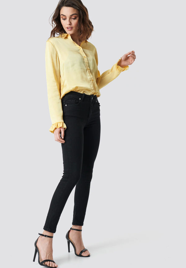 NA-KD Skinny Mid Waist Jeans - Black