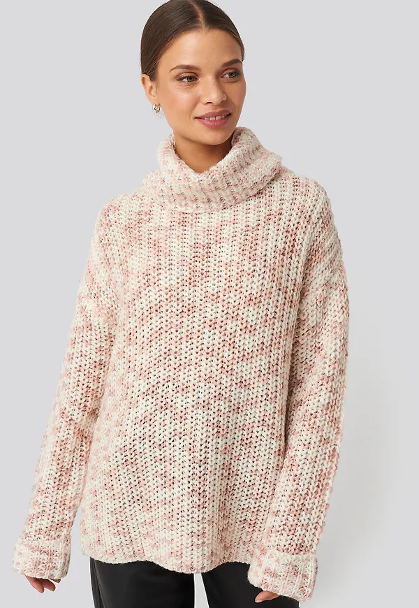 NA-KD Space Dyed Pullover - Pink,Multicolor