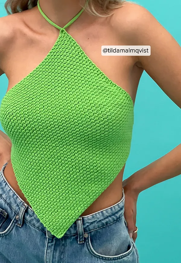 NA-KD Stickad halternecktopp - Green