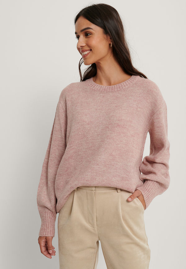 NA-KD Stickad Tröjja Med Rund Hals - Pink
