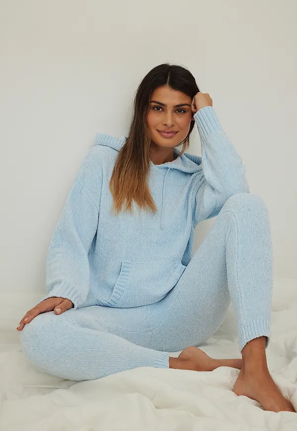 NA-KD Stickade leggings i chenille - Blue