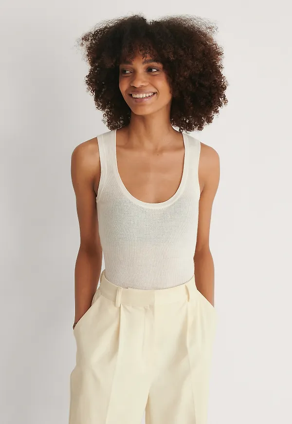NA-KD Stickat Linne - Offwhite