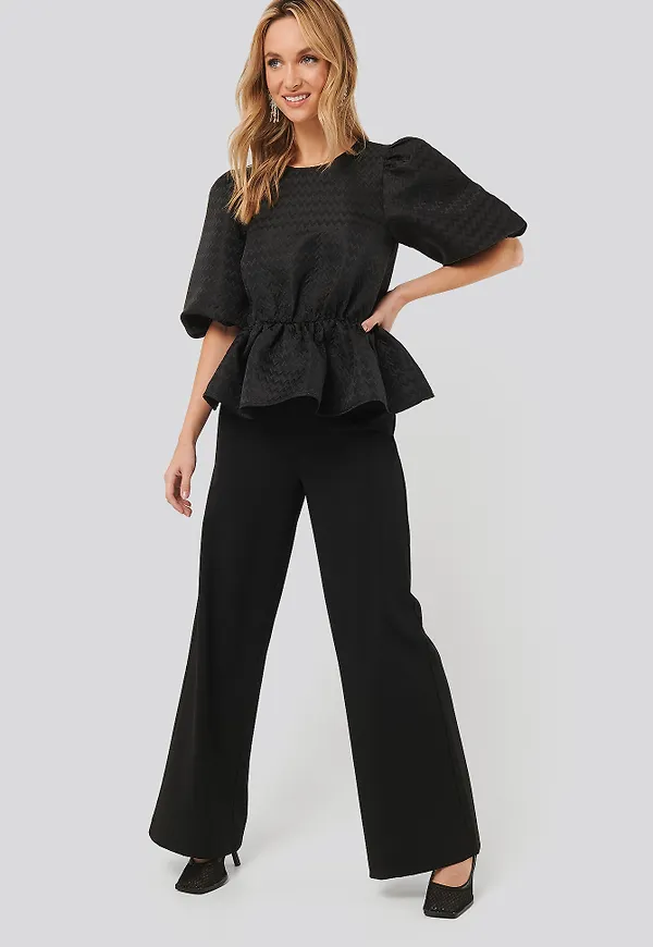 NA-KD Straight Fit Trousers - Black