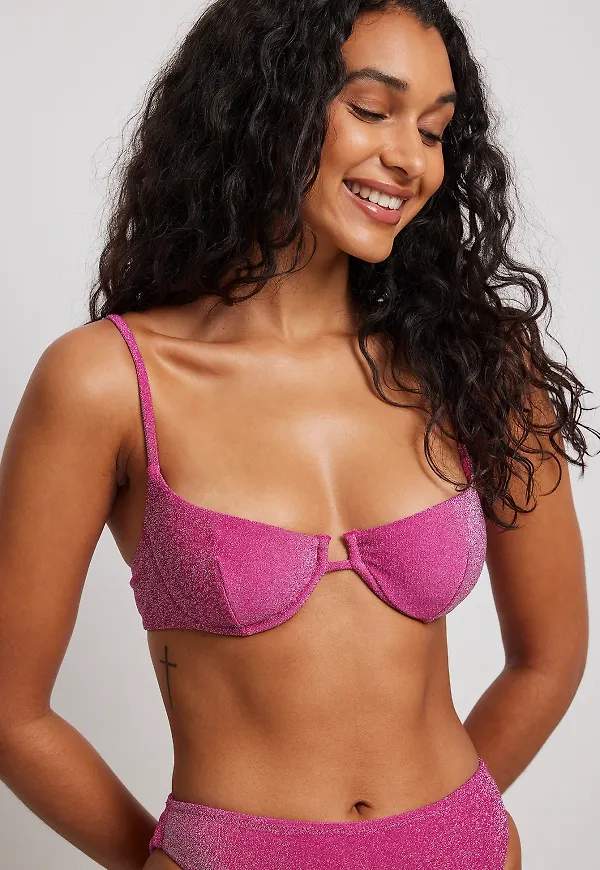 NA-KD Swimwear Gnistrande bikini-BH - Pink