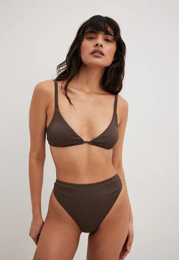 NA-KD Swimwear Trekantsbikini-topp - Brown