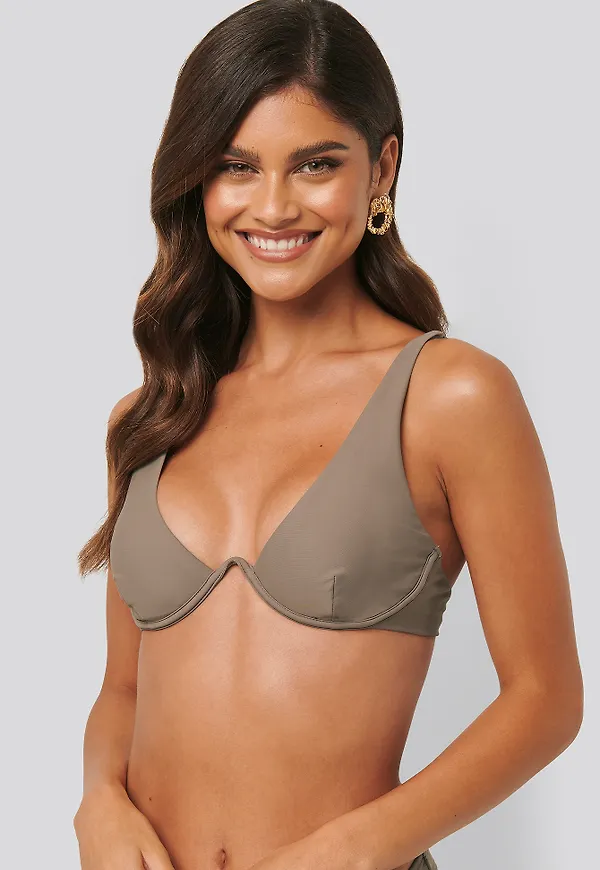 NA-KD Swimwear Wide Wire Bikini Bra - Brown