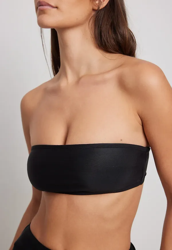NA-KD Swimwear Återvunnen bandaubikinitopp - Black