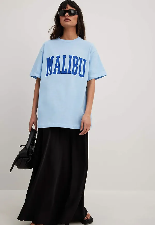 NA-KD T-shirt med city tryck - Blue