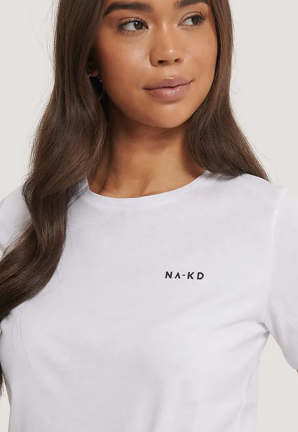 NA-KD T-Shirt Med Logga - White