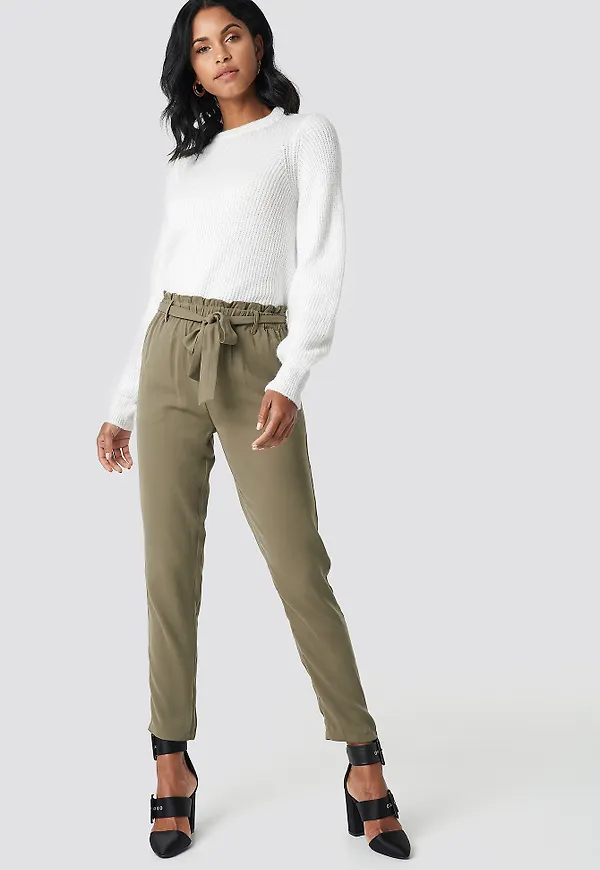 NA-KD Tied Waist Pants - Green