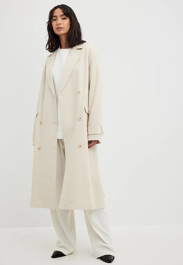 NA-KD Trenchcoat i linblandning - Beige