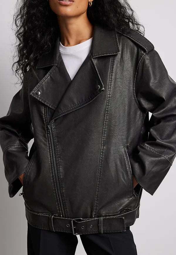 NA-KD Trend Bikerjacka i PU - Black