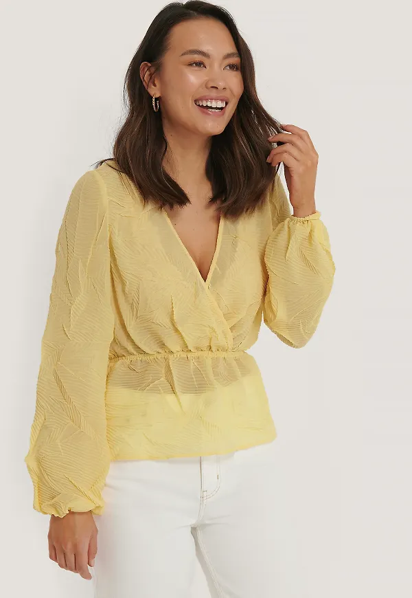 NA-KD Trend Blus Med Struktur - Yellow