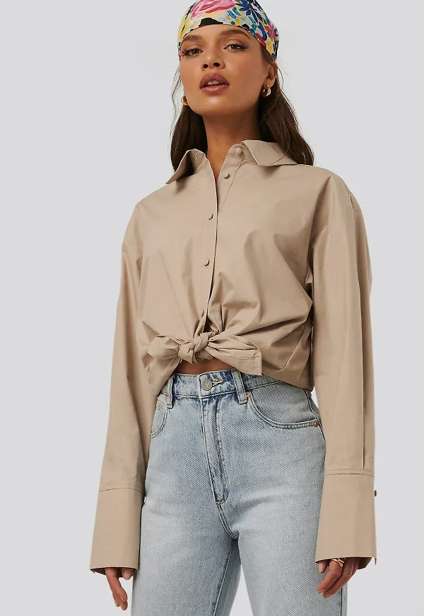 NA-KD Trend Bomullsskjorta - Beige